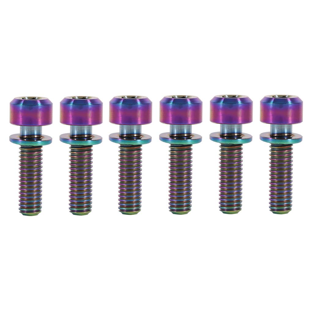 M5 X 18mm Titanium Bicycle Stem Screws Bolts With Spacer Cycling Pack Of 6(rainbow)