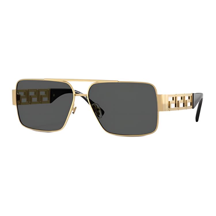 Versace Greca Personality Design Metal Square Sunglasses Unisex sunglasses Black Gold O2290-O10028761
