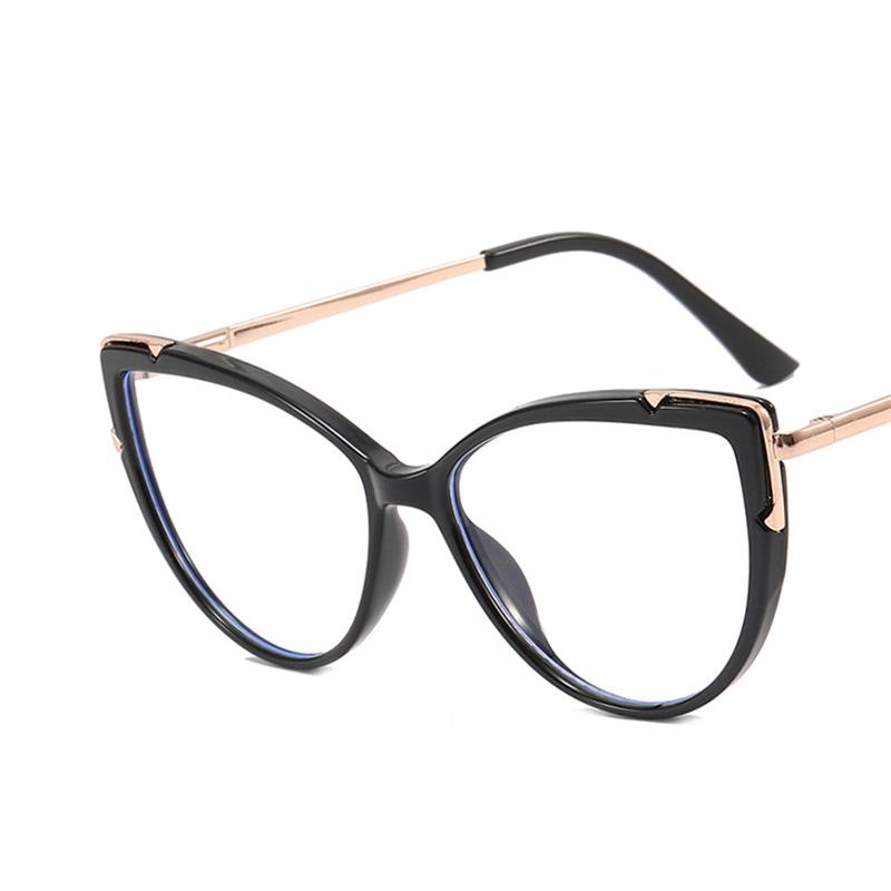 Metal Cat Eye Glasses Frame Woman Fashion Brand Designer New Trend Cateye Computer Eyewaer Gradient Color Frame Eyegalsses