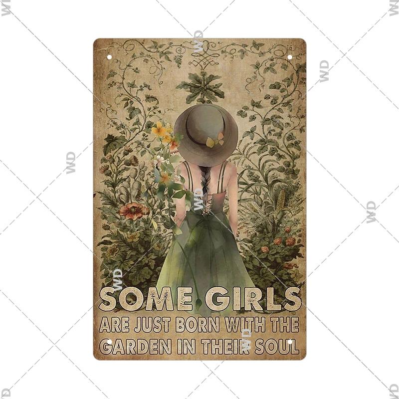 Tin Sign Garden Hoeing Aint Easy Flower Plant Sign Decor Funny Slogans Born with Plants Retro Look Metal Poster FarmhouseSign