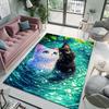 Multiple sizes Two cute cats in water Print Carpet Rug for Living Room Bedroom Sofa Doormat Home Decor Non-slip Floor Mat
