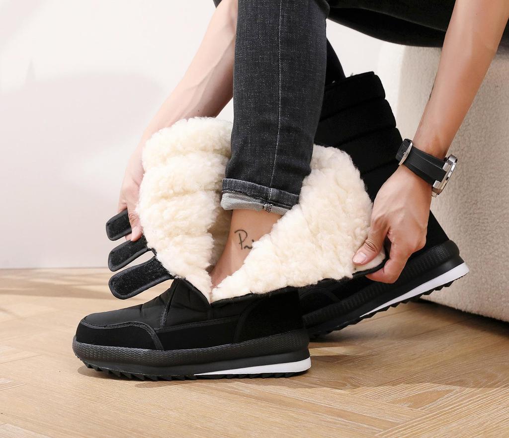 2024 Men's Waterproof Non-Slip Snow Boots - Warm, Thick, Velvet Lined for Middle-Aged & Elderly