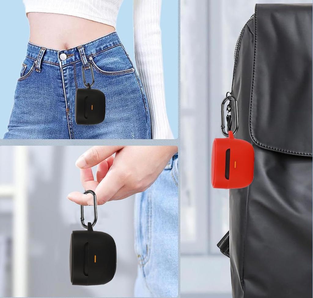 KOMININA Case for Audio Technica Wireless Earphone Case Silicone Material Shockproof Waterproof Dustproof Clear Simple Earphone Cover with Carabiner