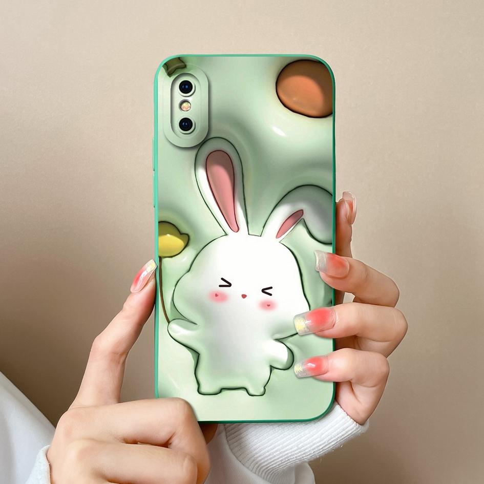 Милый чехол с рисунком лягушки-кролика для Apple iPhone 13 14 15 Pro Max 13 Mini 15 Plus X XS Max XR, задняя крышка, противоударный мягкий силиконовый бампер для iPhone Shell