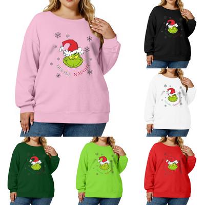 Женский модный повседневный пуловер большого размера с длинным рукавом и принтом