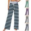 Женские модные повседневные удобные пижамные штаны с принтом в полоску, широкие брюки на шнурке