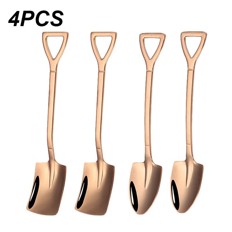 Набор столовых приборов из 4 кофейных ложек из нержавеющей стали в стиле ретро, железная лопатка, ложка для мороженого, креативная ложка, чайная ложка, модная посуда