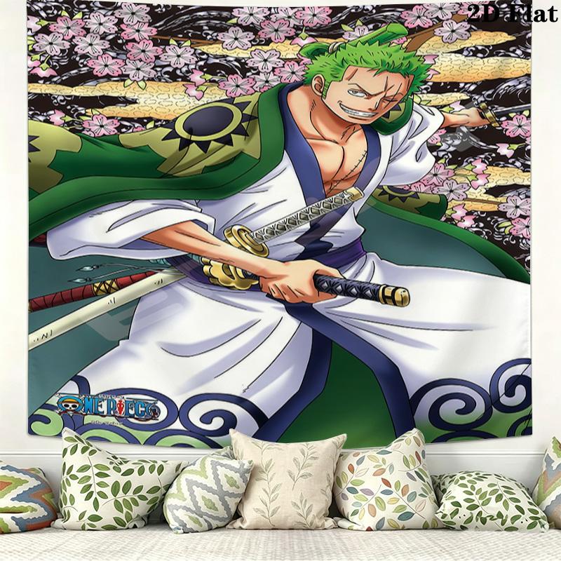 One Piece Roronoa Zoro Wall Tapestry Aesthetic Wall Hanging Printed Fabric Blanket Decorative Tapestries For Bedroom Living Room Home Decor