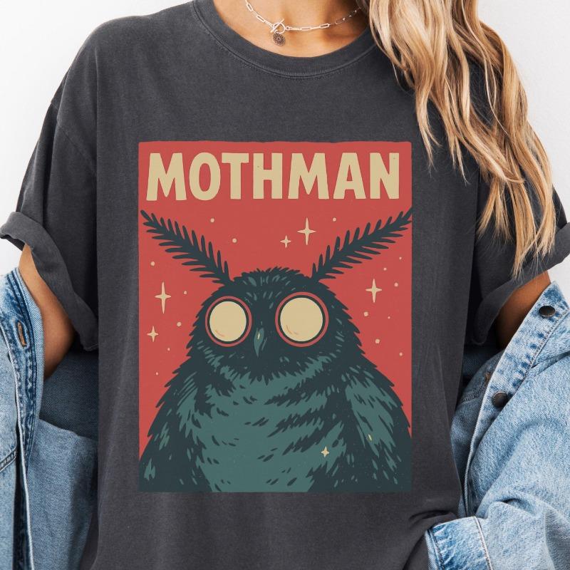 Женская футболка большого размера Mothman Cryptidcore, 100% хлопок, дышащая, модная и универсальная, унисекс, оверсайз