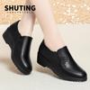 Fashion 2024 Fashion Simple Women Soft Leather Loafers Casual Round Toe Soft Comfortable Soft Bottom No-slip Black Zip Single Shoes