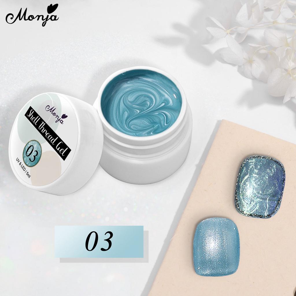 monja Nail Art 5 мл Pearl Shell Spiral Glitter Pearly Semi Permanent Nail UV Gel Varnish DIY Manicure Design Tool 14 Solid Colors