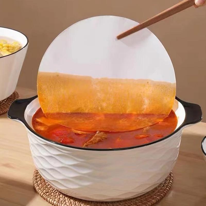 100 шт. Впитывающая бумага для кухни, Круглая пленка для супа и жареного, Бумага для промакивания еды, Фильтровальная бумага для удаления жирной пены при приготовлении жареной пищи