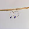 Natural Lapis dangler hoop, Silver oxidized handmade jewelry, Lapis lazuli blue gemstone bohemian earrings for women , Unique gifts ideas