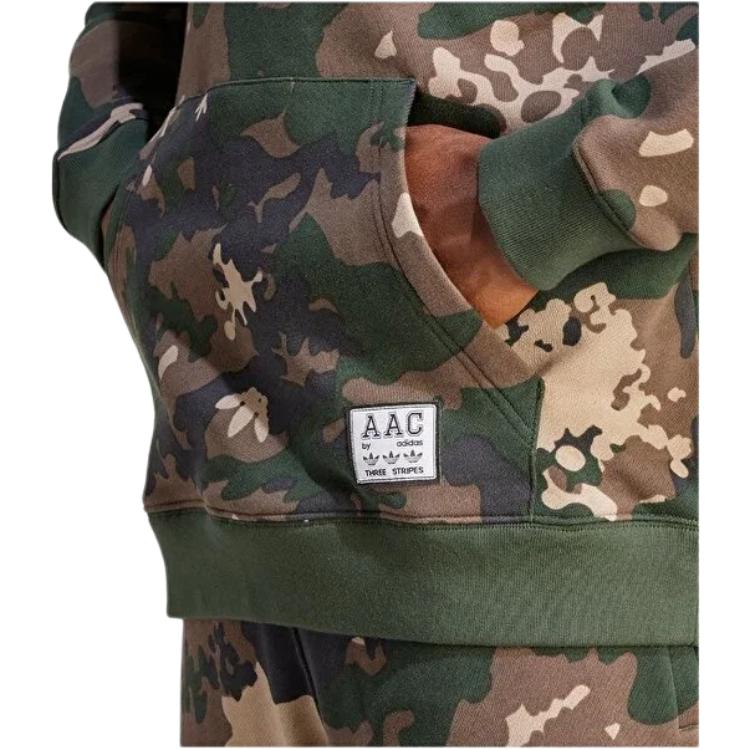 Adidas Камуфляжная свободная американская толстовка с длинным рукавом, мужская толстовка с капюшоном, зеленая IR9476