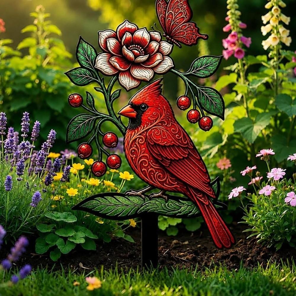 Decorative Bird Pattern Ground Insertion Acrylic Yard Lawn Ornament Outdoor Lawn Use