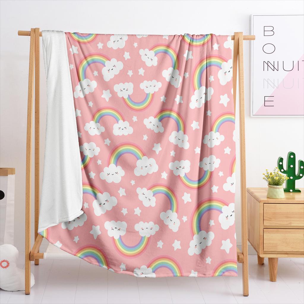 Blanket Flannel Blanket Rainbow Illustration Princess 2D Digital Printing Blanket Blanket