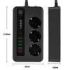 Розетка переменного тока ЕС, вставной удлинитель с двойной быстрой зарядкой, USB-удлинитель с перегрузкой