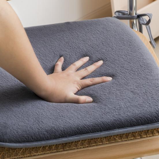 Winter Warm Velvet Seat Cushion for Folding Chairs Plush Chair with Ties, Soft Cozy Non-slip Cushion, 15.75" Comfortable Mat Workstation x Office