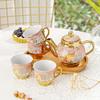 Luxury Gilt Porcelain 5pc Tea Set: Opulent Teapot & Cups for Elegant Home Parties and Gifts