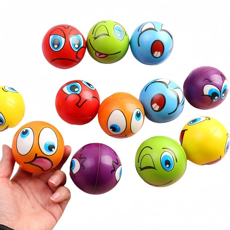 6Pcs Cartoon Expression Pu Elastic Ball Pressure Release Squeeze Toy Children'S Birthday Party Gift Pinata Filling