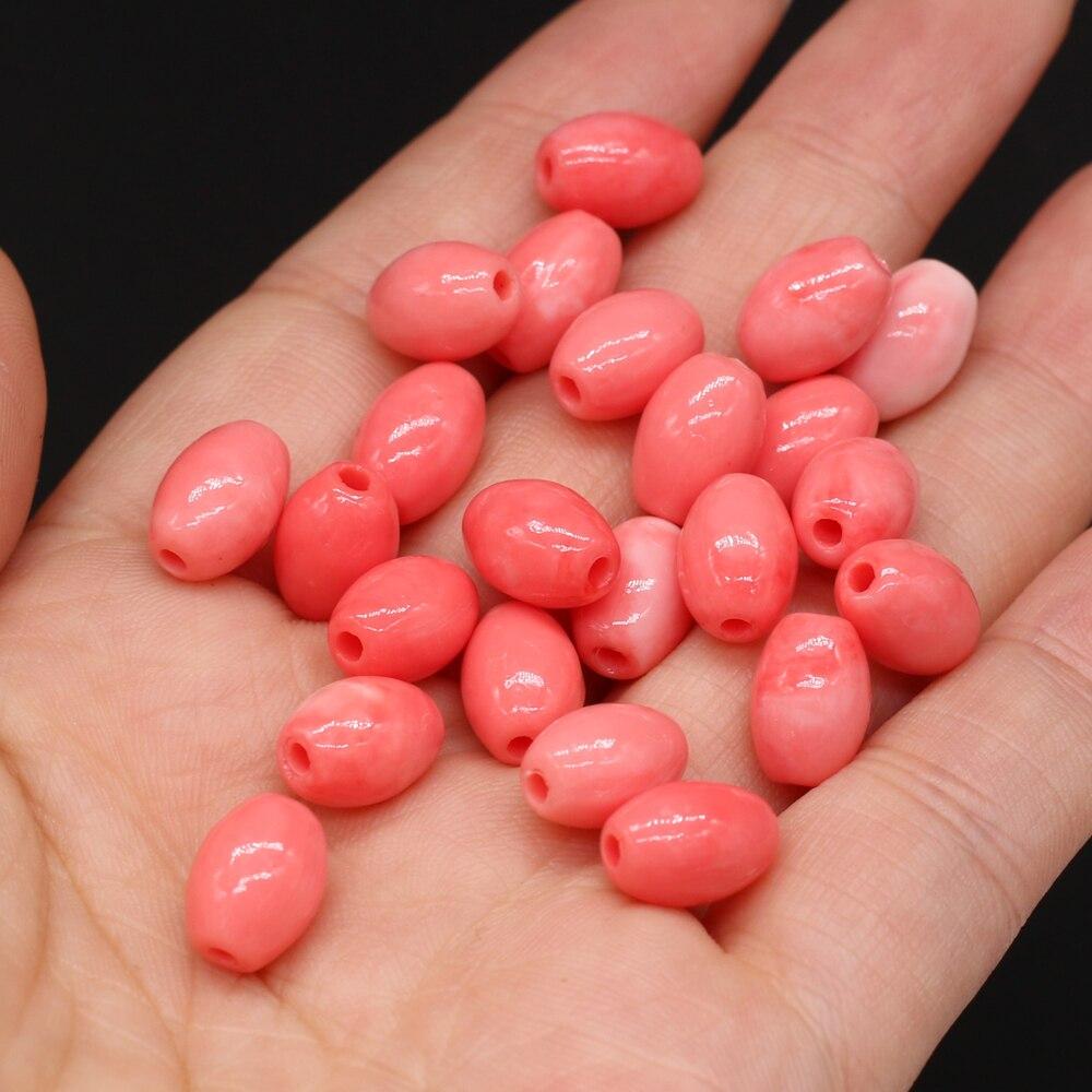 20 шт./60 шт. Подвеска из натурального розового коралла, цилиндрические бусины со сквозным отверстием для изготовления ювелирных изделий, аксессуар для ожерелья/браслета DIY