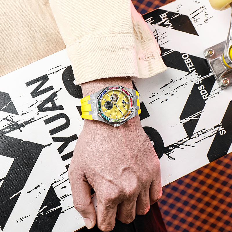 Fashion New Luxury Mechanical Watches Rainbow Drill Hollow Design Fully Automatic Mechanical Automatic Watch