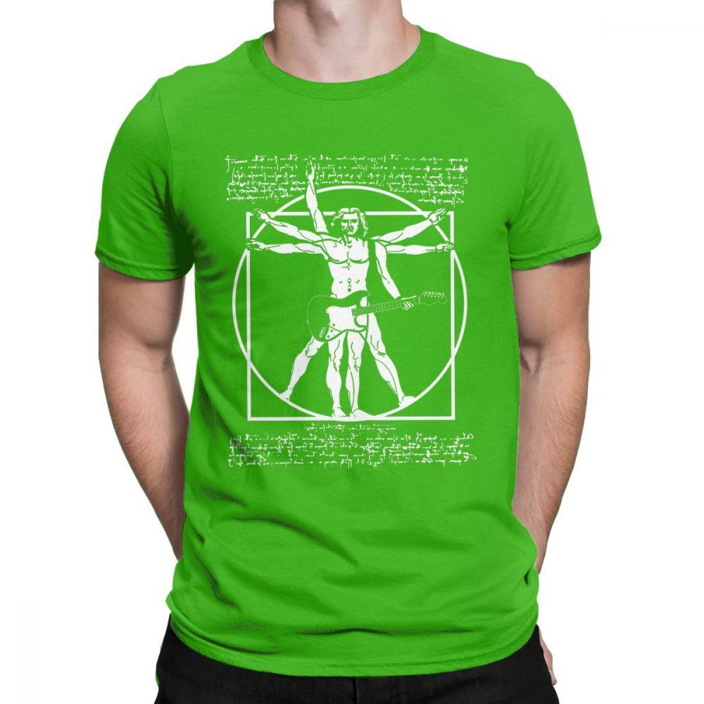 Cotton TShirt Vitruvian Man Playing The Guitar Men T Shirt Da Vinci Guitarist Leonardo Artist Tee Shirt Best Tees Idea Clothes