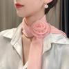 Rose Flower Silk Scarf Versatile Soft Neckerchief For Women Girls Temperament Long Ribbon Tie Scarf Office Clothes Gifts