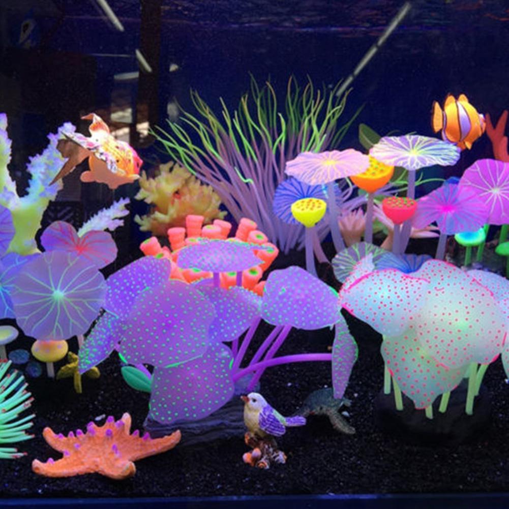11 Leaf Silicone Artificial Aquatic Plant Fishbowl Ornaments Shape Realistic Colorful Aquarium Underwater Decoration Supplies