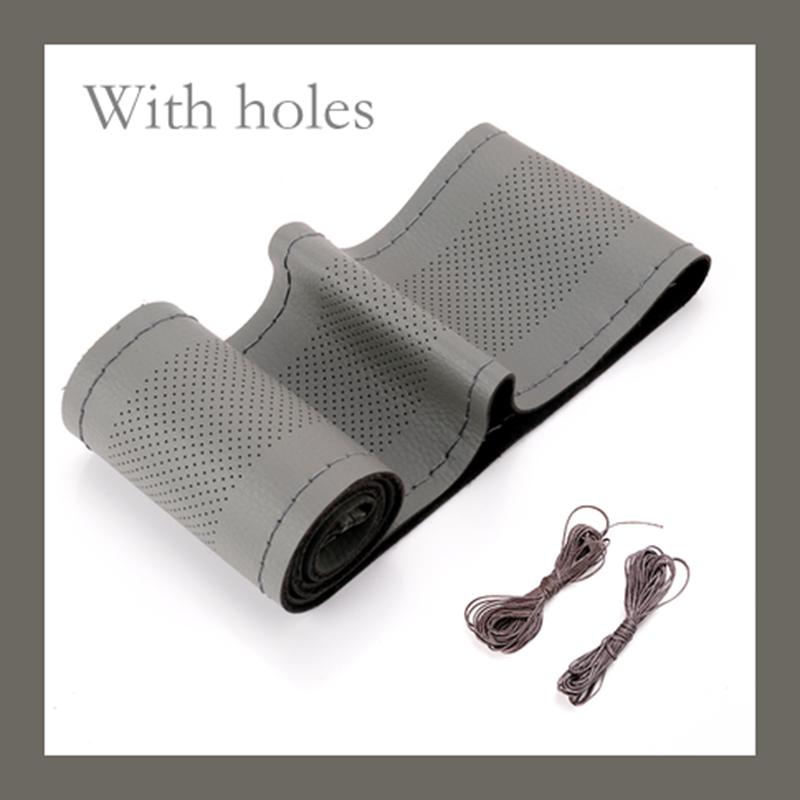 Чехол на руль автомобиля 15 дюймов/38 см, оплетка из мягкой искусственной кожи на руле с иглой и ниткой