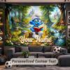 Wall Hanging Tapestry Custom NameSmurfs Pattern Personalized Printed Fabric Wall Decor