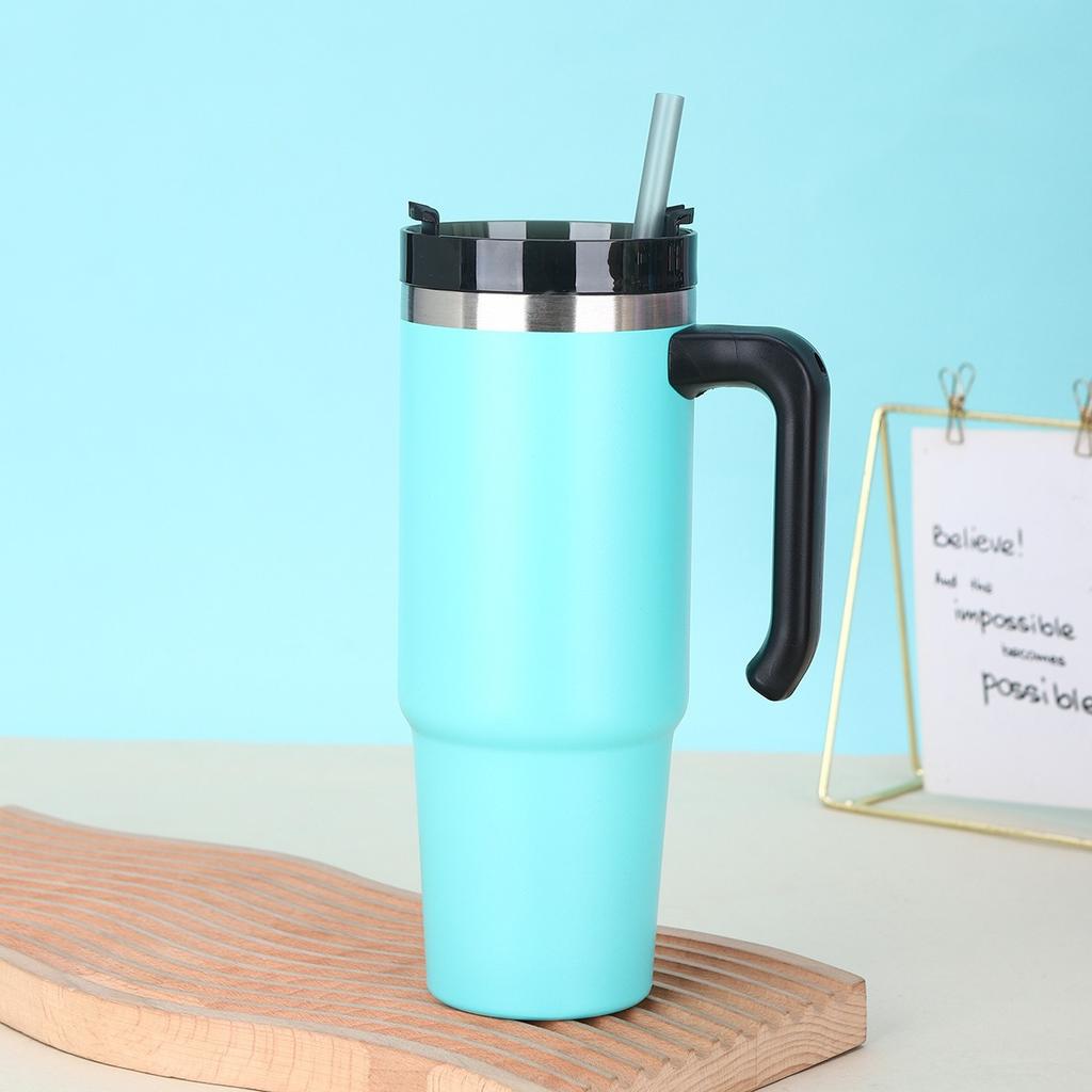 30 унций соломенная термокружка из нержавеющей стали 304 с ручкой, большая емкость, термоизолированная, двухслойная вакуумная кофейная чашка