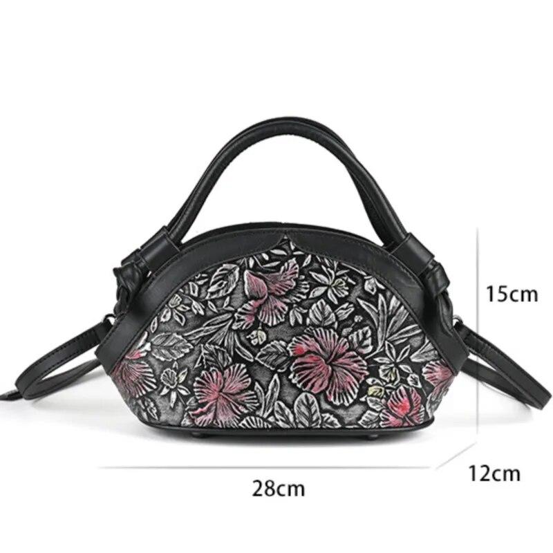 Johnature Женская сумка из натуральной кожи, винтажные сумки ручной работы с тиснением, универсальные сумки на ремне большой вместимости