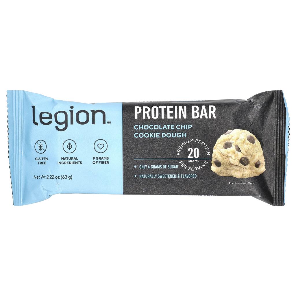 Legion Athletics Protein Bar, Chocolate Chip Cookie Dough, 12 Bars, 2.22 Oz (63 G) Each