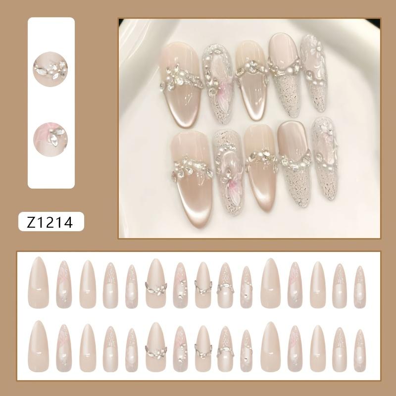 1PC Three-dimensional Cat's Eye Fairy Butterfly Pearl Flash Diamond French Fashion European and American Ins Style Removable Wearable Armor