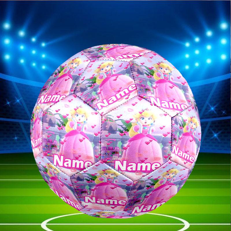 Custom Name Personalized Princess Peach Toadstool Print Size 5 Soccer Ball Training & Match Football, for Team, Kicking, Gift for Football Enthusiasts