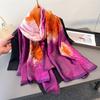 Spring and Summer Thin Printing Simulation Silk Brocade Sunscreen Pink Purple Flower Silk Scarf Long Scarf Shawl Versatile Headscarf Scarf