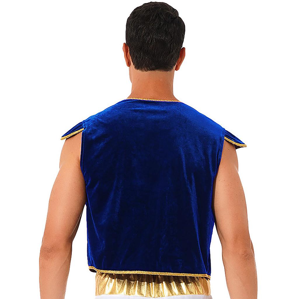 Mens Arabian Prince Costume Cap Sleeve V Neckline Braided Trimming Vest Waistcoat Halloween Cosplay Dress Up