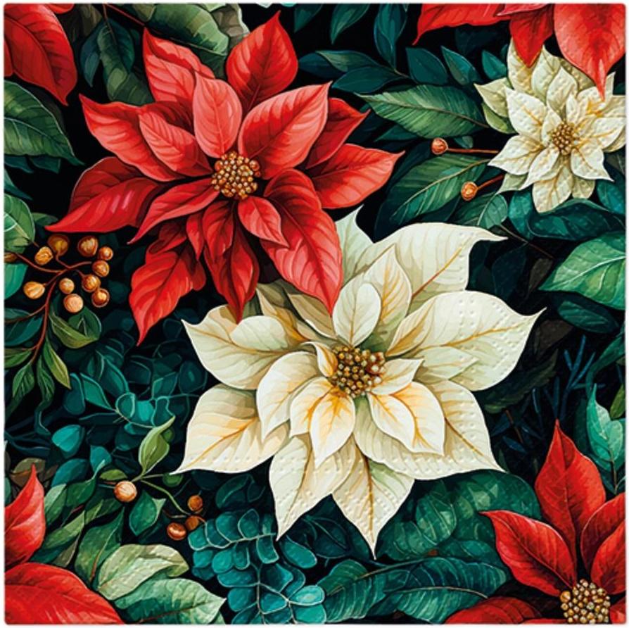 Christmas Napkins Star of Bethlehem Flower Christmas 33X33Cm 20 Pcs