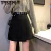 Women Solid Mini Skirts with Belt Summer High Waist Slim A-line Skirts Girl's All-match Casual Short Skirts Streetwear