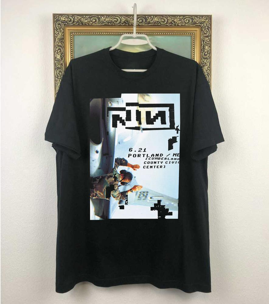 Unisex shirt Cotton Oversize Large Size Nine Inch Nails Poster Portland Concert T-Shirt Cotton For Men Women MK091