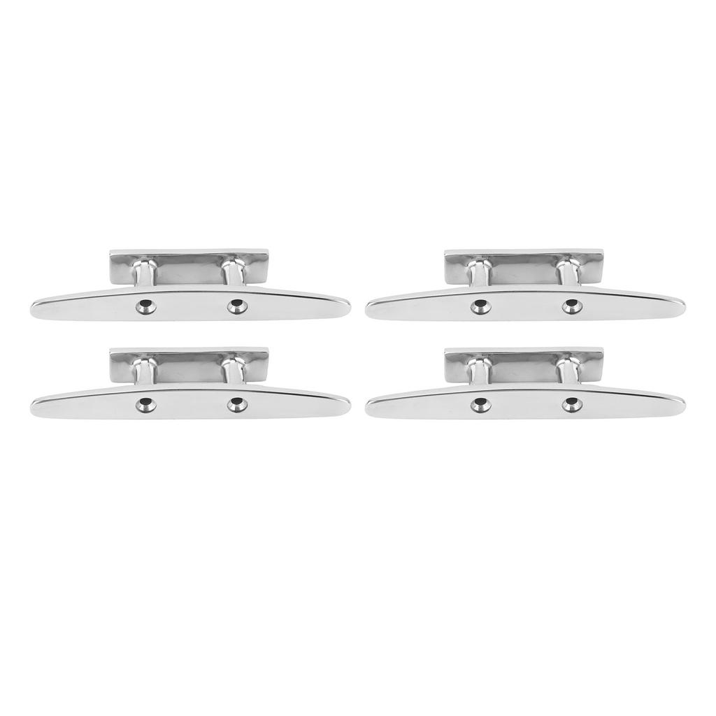 4PCS 5in Boat Cleat 316 Stainless Steel Open Base Dock Cleats High Polished Yacht Dock Mooring Cleat for Speedboat