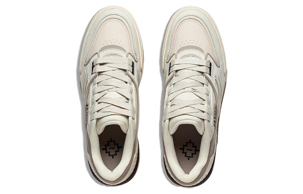 Li Ning 001 BTC PREMIUM Коровья кожа, Текстиль Удобные Нескользящие Низкие Скейтбордические кроссовки Мужские Костяной белый AGCT101-2