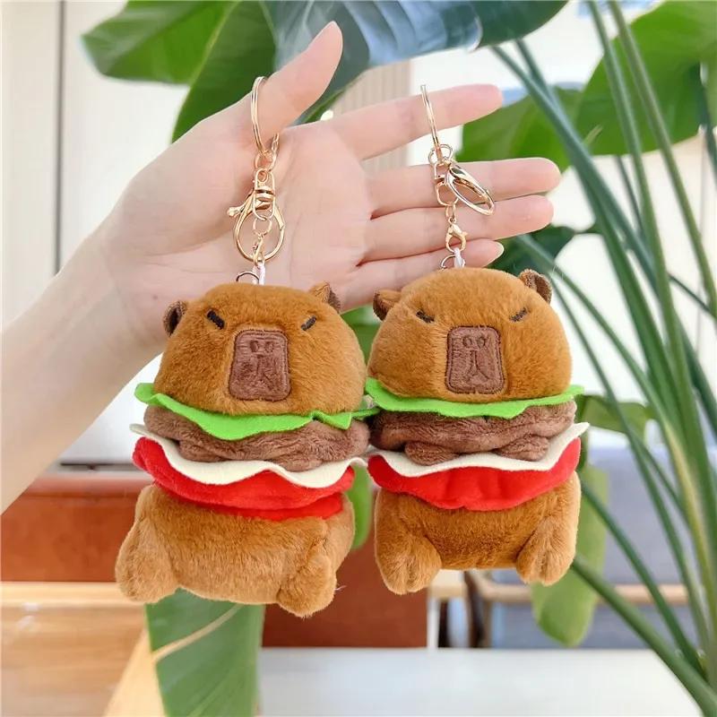 Capybara Hamburger Plush Stuffed Animal Cute Anime Fluffy Doll Soft Simulation Christmas Gift for Kids Girls