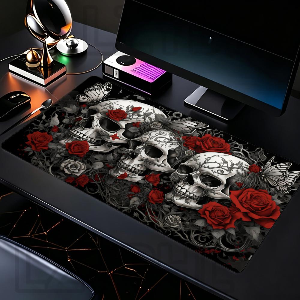 Halloween Skull Floral Mouse Pad XXL Large Anti-Slip Rubber Esport Gaming MousePad Durable Seam Edge Office Gamer Long Desk Mat