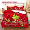 1PC Grinch pattern Bedding Quilt Set Quilt Cover Pillowcase Home Decoration Birthday Gift (1 * duvet cover + 2 * pillowcase, without core)