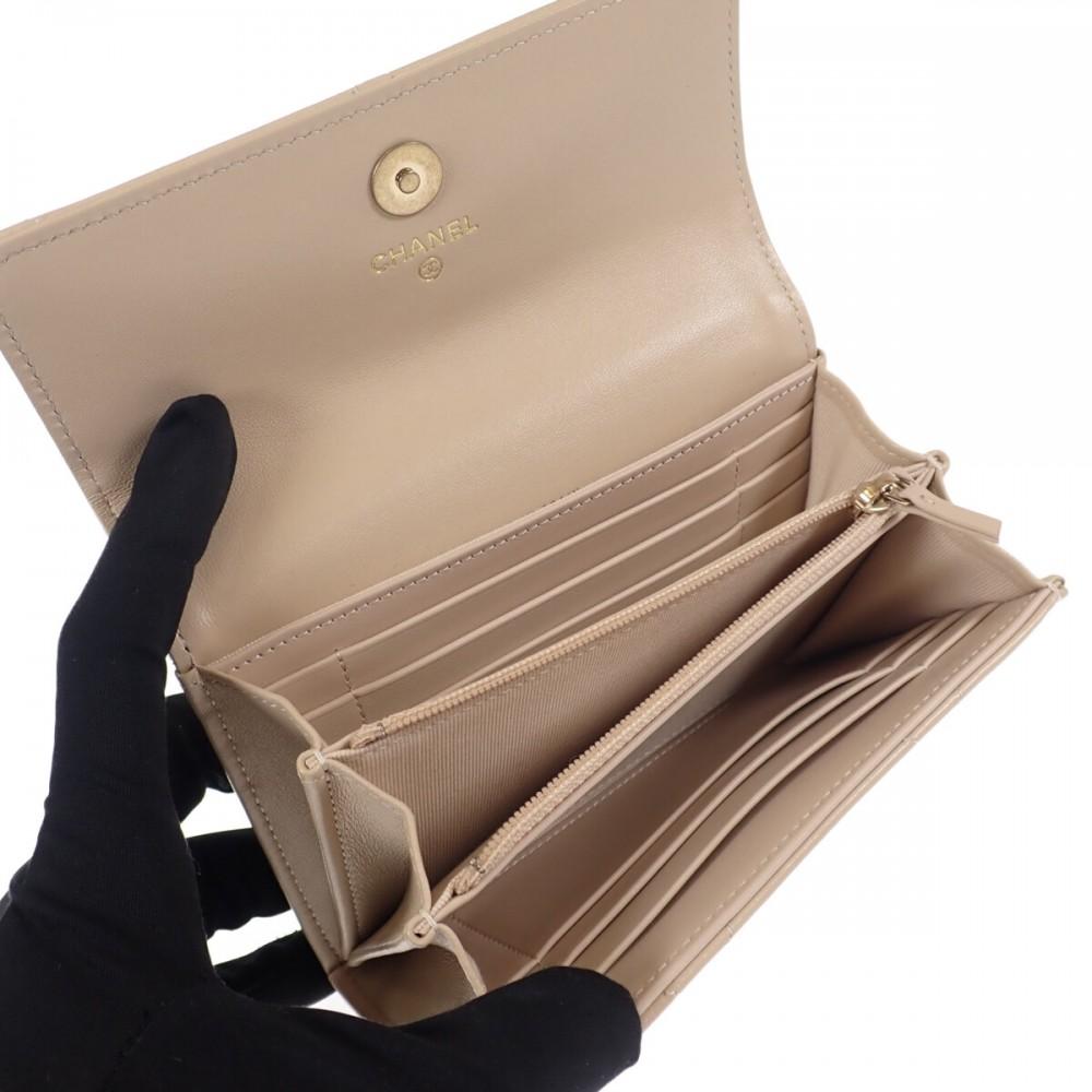 Chanel AP2700_B04852_N5025 Кошелек бифолд бежевая ягненок Женский
