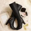 Женские сапоги на высоком каблуке осень и зима новые водонепроницаемые сапоги на толстом каблуке большого размера среднего размера