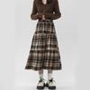 Весенняя женская клетчатая принтованная пэчворк эластичная талия свободная повседневная юбка