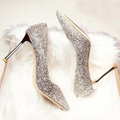 Основная свадебная обувь женская летняя обувь невесты Сюхэ свадебное платье две туфли с кристаллами 2025 новые высокие каблуки тонкие каблуки не устают